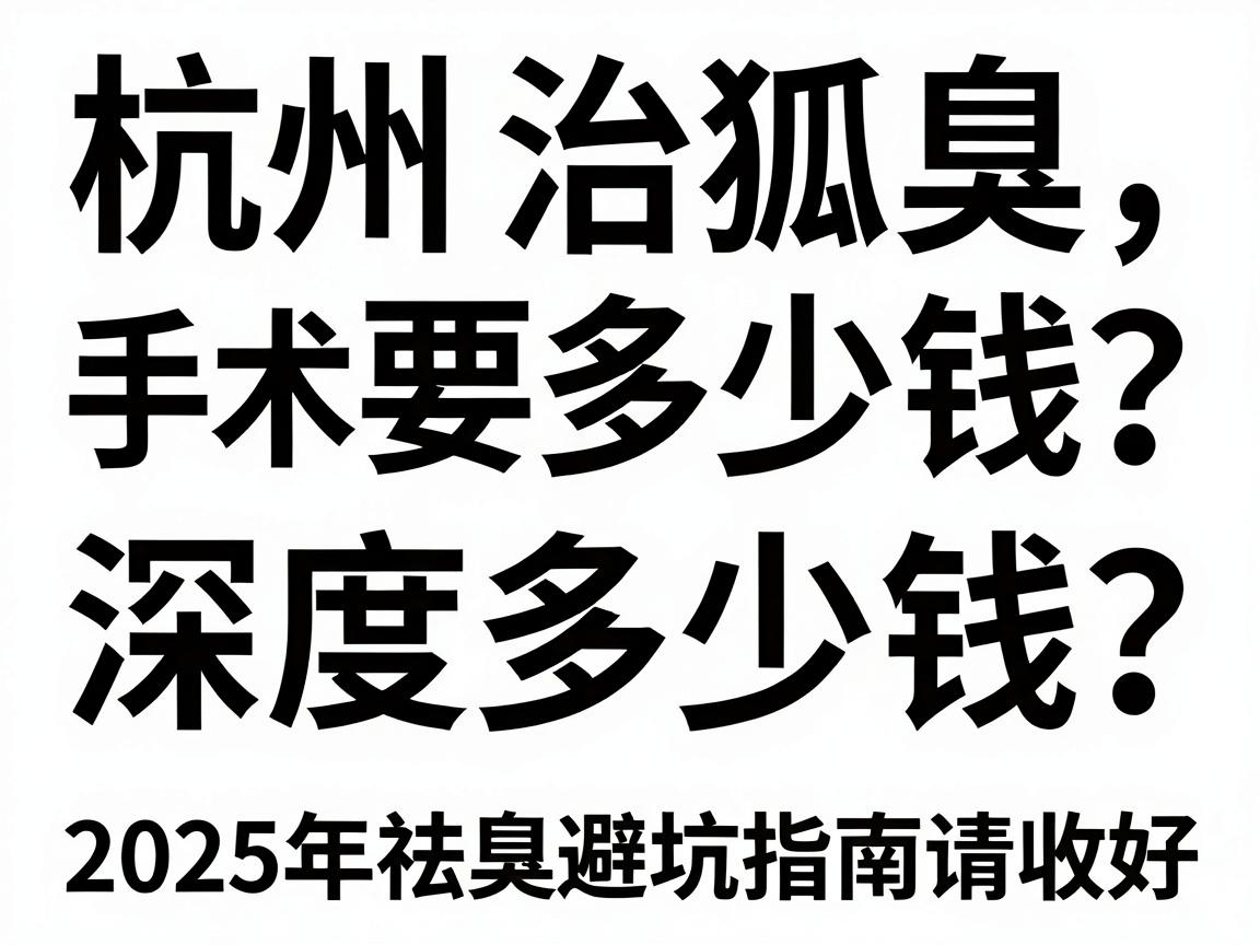 杭州治狐臭手术要多少钱？深度拆解价格构成，这份2025年祛臭避坑指南请收好