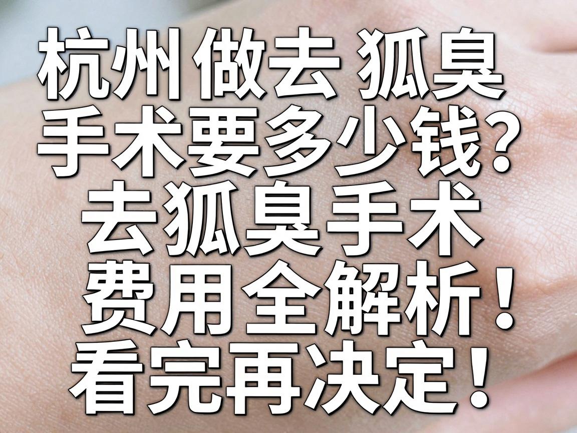 杭州做去狐臭手术要多少钱？去狐臭手术费用全解析，看完再决定！