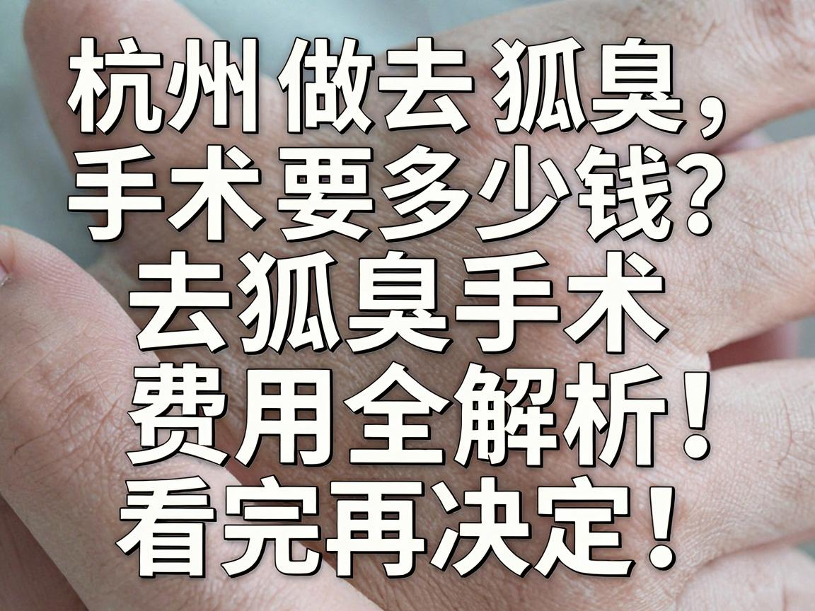 杭州做去狐臭手术要多少钱？去狐臭手术费用全解析，看完再决定！