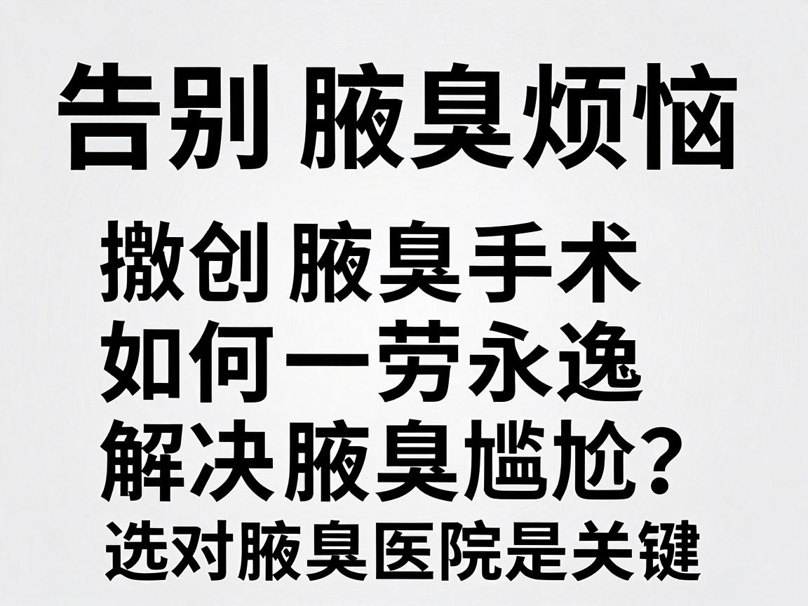 告别腋臭烦恼，微创腋臭手术如何一劳永逸解决腋臭尴尬？选对腋臭医院是关键
