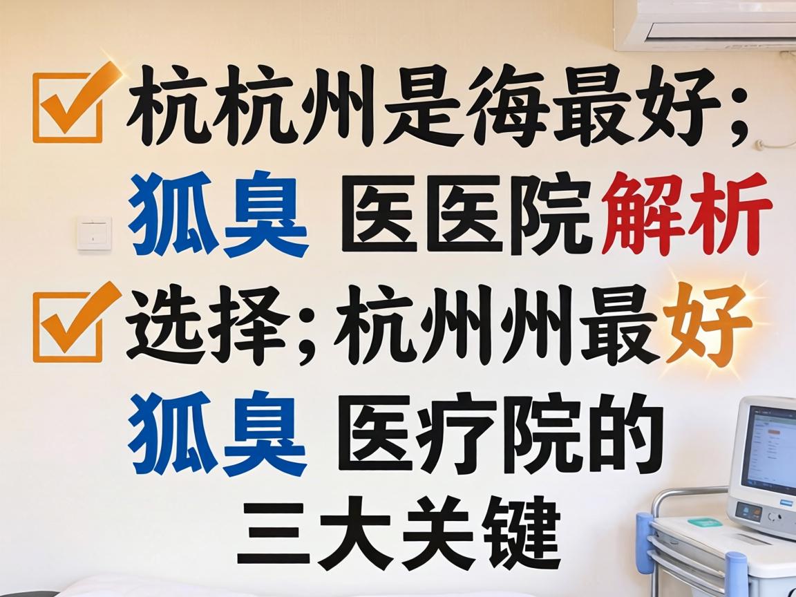 杭州最好狐臭医院解析，选择杭州最好狐臭医院的三大关键