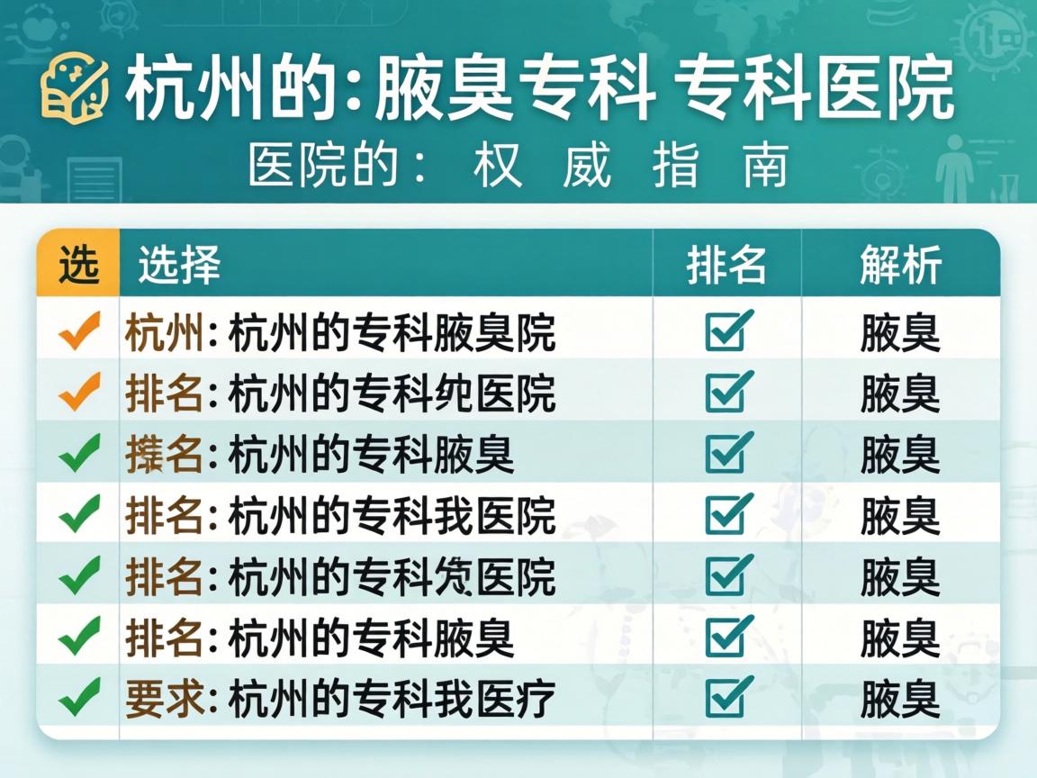 杭州腋臭专科医院排名解析，选择杭州腋臭专科医院的权威指南